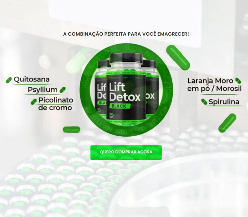 3 Ptes Lift Detox Black Perda de Peso 60 cápsulas